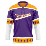 Custom Unisex Purple & Gold Pattern Hockey Jersey