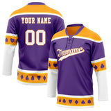 Custom Unisex Purple & Gold Pattern Hockey Jersey