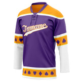 Custom Unisex Purple & Gold Pattern Hockey Jersey