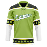 Custom Unisex Green & Black Pattern Hockey Jersey