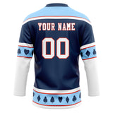 Custom Unisex Navy & Light Blue Pattern Hockey Jersey