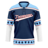 Custom Unisex Navy & Light Blue Pattern Hockey Jersey