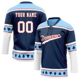 Custom Unisex Navy & Light Blue Pattern Hockey Jersey