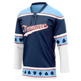 Custom Unisex Navy & Light Blue Pattern Hockey Jersey