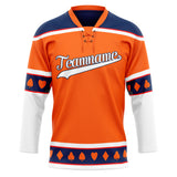 Custom Unisex Orange & Navy Pattern Hockey Jersey