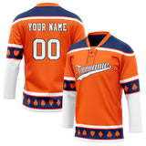 Custom Unisex Orange & Navy Pattern Hockey Jersey