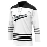 Custom Unisex White & Black Pattern Hockey Jersey