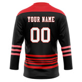 Custom Unisex Black & Red Pattern Hockey Jersey