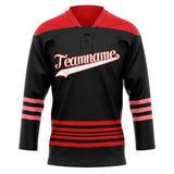 Custom Unisex Black & Red Pattern Hockey Jersey