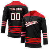 Custom Unisex Black & Red Pattern Hockey Jersey