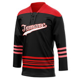 Custom Unisex Black & Red Pattern Hockey Jersey