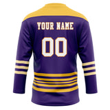 Custom Unisex Purple & Yellow Pattern Hockey Jersey