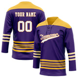 Custom Unisex Purple & Yellow Pattern Hockey Jersey