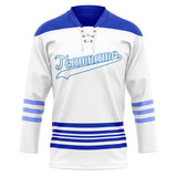 Custom Unisex White & Blue Pattern Hockey Jersey