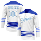 Custom Unisex White & Blue Pattern Hockey Jersey