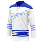 Custom Unisex White & Blue Pattern Hockey Jersey