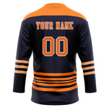 Custom Unisex Navy & Orange Pattern Hockey Jersey