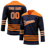 Custom Unisex Navy & Orange Pattern Hockey Jersey