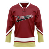 Custom Unisex Crimson & White Pattern Hockey Jersey