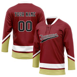 Custom Unisex Crimson & White Pattern Hockey Jersey