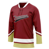 Custom Unisex Crimson & White Pattern Hockey Jersey