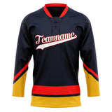 Custom Unisex Navy & Red Pattern Hockey Jersey