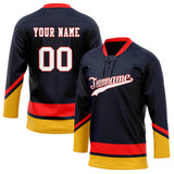 Custom Unisex Navy & Red Pattern Hockey Jersey