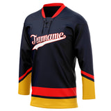 Custom Unisex Navy & Red Pattern Hockey Jersey