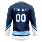 Custom Unisex Navy & White Pattern Hockey Jersey