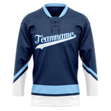 Custom Unisex Navy & White Pattern Hockey Jersey