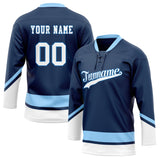 Custom Unisex Navy & White Pattern Hockey Jersey