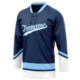 Custom Unisex Navy & White Pattern Hockey Jersey