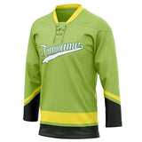 Custom Unisex Green & Yellow Pattern Hockey Jersey