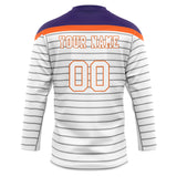 Custom Unisex White & Purple Pattern Hockey Jersey