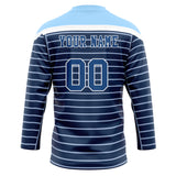 Custom Unisex Navy & Light Blue Pattern Hockey Jersey