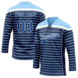 Custom Unisex Navy & Light Blue Pattern Hockey Jersey