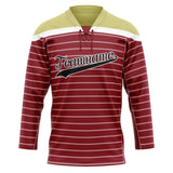 Custom Unisex Crimson & Black Pattern Hockey Jersey