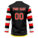 Custom Unisex Black & Red Pattern Hockey Jersey