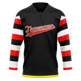 Custom Unisex Black & Red Pattern Hockey Jersey