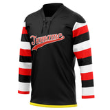 Custom Unisex Black & Red Pattern Hockey Jersey