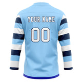 Custom Unisex Light Blue & White Pattern Hockey Jersey