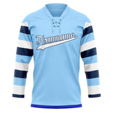 Custom Unisex Light Blue & White Pattern Hockey Jersey