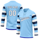 Custom Unisex Light Blue & White Pattern Hockey Jersey