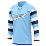 Custom Unisex Light Blue & White Pattern Hockey Jersey