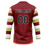 Custom Unisex Crimson & White Pattern Hockey Jersey