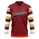 Custom Unisex Crimson & White Pattern Hockey Jersey