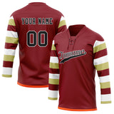 Custom Unisex Crimson & White Pattern Hockey Jersey