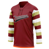 Custom Unisex Crimson & White Pattern Hockey Jersey