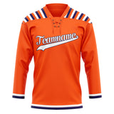 Custom Unisex Orange & White Pattern Hockey Jersey