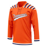 Custom Unisex Orange & White Pattern Hockey Jersey